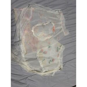 Vintage Busy Hour Aprons Sheer Floral Organza Lace Trim Half Apron Set of 2